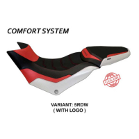 HOUSSE DE SELLE COMPATIBLE  DUCATI MULTISTRADA 950 (17-21) MODÈLE PRAGA SPECIAL - Logo : AVEC LOGO, Couleur : BLANC ROUGE, Type : STANDARD 