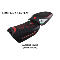 HOUSSE DE SELLE COMPATIBLE  DUCATI MULTISTRADA V4 (2022) MODÈLE SAFI - Logo : AVEC LOGO, Couleur : BLANC ROUGE, Type : ULTRAGRIP