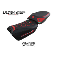 HOUSSE DE SELLE COMPATIBLE  DUCATI MULTISTRADA V4 (2022) MODÈLE SAFI - Logo : AVEC LOGO, Couleur : BLANC ROUGE, Type : ULTRAGRIP