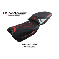 HOUSSE DE SELLE COMPATIBLE  DUCATI MULTISTRADA V4 (2022) MODÈLE SAFI - Logo : AVEC LOGO, Couleur : BLANC ROUGE, Type : ULTRAGRIP