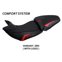 HOUSSE DE SELLE COMPATIBLE DUCATI MULTISTRADA 1200/1260 (15-20) MODÈLE JAZAN - Logo : AVEC LOGO, Couleur : BLANC ROUGE, Type : ULTRAGRIP