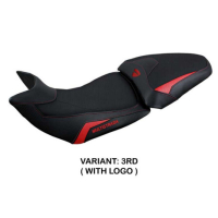 HOUSSE DE SELLE COMPATIBLE DUCATI MULTISTRADA 1200/1260 (15-20) MODÈLE JAZAN - Logo : AVEC LOGO, Couleur : BLANC ROUGE, Type : ULTRAGRIP