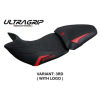 HOUSSE DE SELLE COMPATIBLE DUCATI MULTISTRADA 1200/1260 (15-20) MODÈLE JAZAN - Logo : AVEC LOGO, Couleur : BLANC ROUGE, Type : ULTRAGRIP