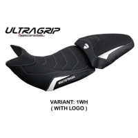 HOUSSE DE SELLE COMPATIBLE DUCATI MULTISTRADA 1200/1260 (15-20) MODÈLE JAZAN - Logo : AVEC LOGO, Couleur : BLANC ROUGE, Type : ULTRAGRIP