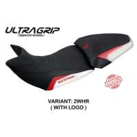 HOUSSE DE SELLE COMPATIBLE DUCATI MULTISTRADA 1200/1260 (15-20) MODÈLE JAZAN - Logo : AVEC LOGO, Couleur : BLANC ROUGE, Type : ULTRAGRIP