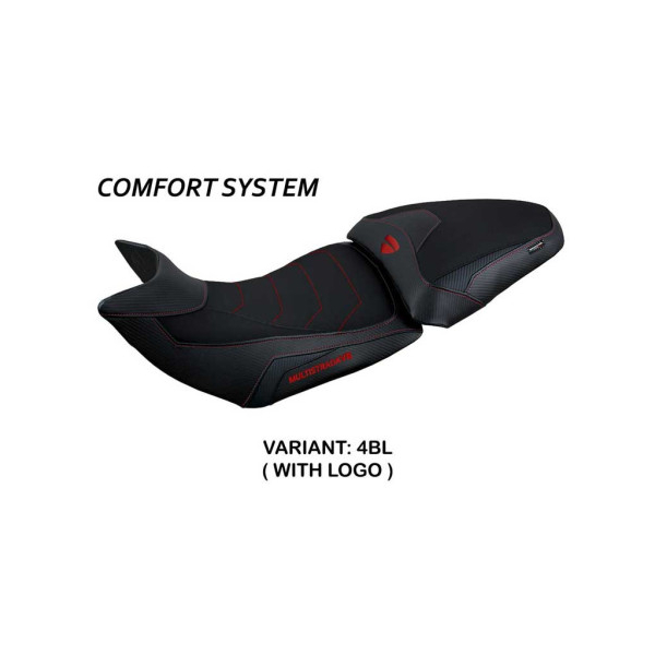 HOUSSE DE SELLE COMPATIBLE DUCATI MULTISTRADA V2 (21-22) MODÈLE HARIA - Logo : AVEC LOGO, Couleur : BLANC ROUGE, Type : ULTRAGRIP