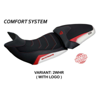 HOUSSE DE SELLE COMPATIBLE DUCATI MULTISTRADA V2 (21-22) MODÈLE HARIA - Logo : AVEC LOGO, Couleur : BLANC ROUGE, Type : ULTRAGRIP