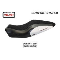 HOUSSE DE SELLE COMPATIBLE  DUCATI MONSTER 821/1200 (14-16) MODÈLE ANDORRA VELVE - Logo : AVEC LOGO, Couleur : BLANC, Type : STANDARD