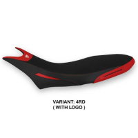 HOUSSE DE SELLE COMPATIBLE  DUCATI HYPERMOTARD 950 (19-22) MODÈLE CUBA 1 STANDAR - Logo : AVEC LOGO, Couleur : ROUGE, Type : ULTRAGRIP