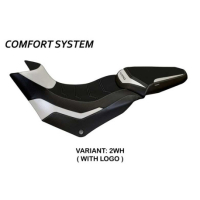 HOUSSE DE SELLE COMPATIBLE  DUCATI MULTISTRADA 950 (17-21) MODÈLE PRAGA 1 - Couleur : BLANC, Type : STANDARD, Logo : AVEC LOGO