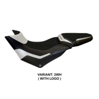 HOUSSE DE SELLE COMPATIBLE  DUCATI MULTISTRADA 950 (17-21) MODÈLE PRAGA 1 - Logo : AVEC LOGO, Couleur : BLANC, Type : STANDARD
