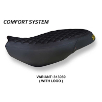 HOUSSE DE SELLE COMPATIBLE  DUCATI SCRAMBLER 400/800/1100 (15-22) MODÈLE VINTAGE - Logo : AVEC LOGO, Couleur : MARRON FONCE, Type : STANDARD 