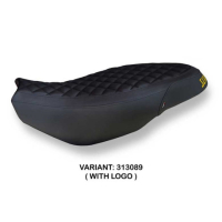 HOUSSE DE SELLE COMPATIBLE  DUCATI SCRAMBLER 400/800/1100 (15-22) MODÈLE VINTAGE - Logo : AVEC LOGO, Couleur : MARRON FONCE, Type : STANDARD