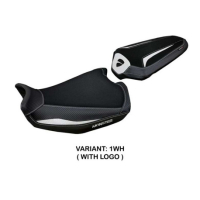HOUSSE DE SELLE COMPATIBLE DUCATI MONSTER 937 (21-22) MODÈLE LINOSA STANDARD, RO - Couleur : BLANC, Logo : AVEC LOGO, Type : ULTRAGRIP
