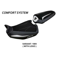 HOUSSE DE SELLE COMPATIBLE DUCATI MONSTER 937 (21-22) MODÈLE LINOSA STANDARD, RO - Logo : AVEC LOGO, Couleur : BLANC, Type : STANDARD