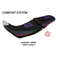 HOUSSE DE SELLE COMPATIBLE HONDA AFRICA TWIN 1100 (20-22) MODÈLE DELINE SPECIAL - Logo : AVEC LOGO, Couleur : BLANC ROUGE BLEU, Type : STANDARD