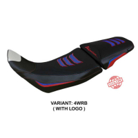 HOUSSE DE SELLE COMPATIBLE HONDA AFRICA TWIN 1100 (20-22) MODÈLE DELINE SPECIAL - Type : STANDARD, Logo : AVEC LOGO, Couleur : BLANC ROUGE BLEU