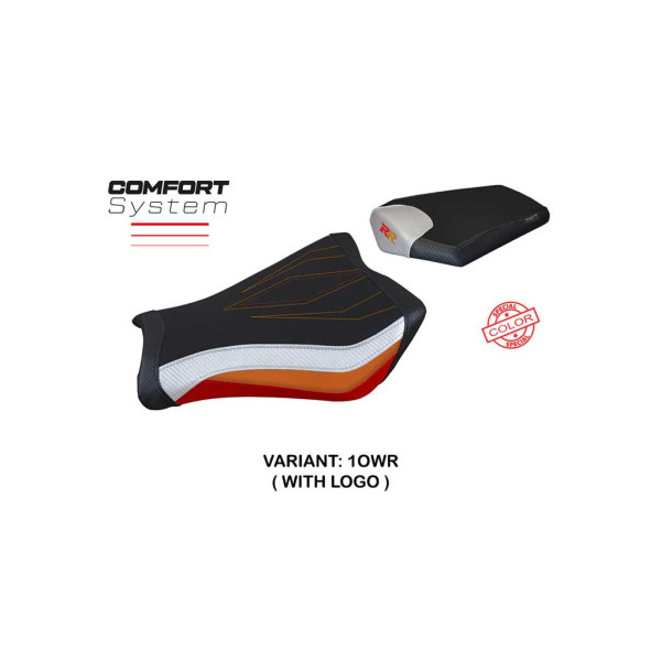 HOUSSE DE SELLE COMPATIBLE HONDA CBR 1000 RR (08-16) MODÈLE JANELA SPECIAL COLOR - Logo : AVEC LOGO, Couleur : BLANC ROUGE BLEU, Type : ULTRAGRIP
