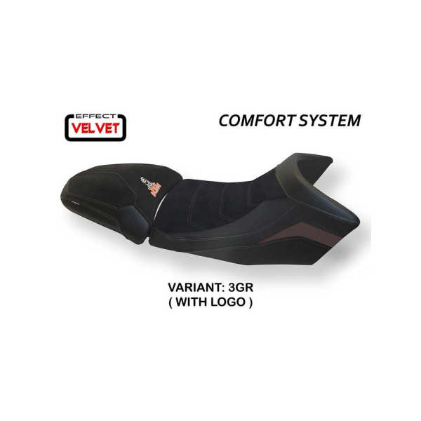 HOUSSE DE SELLE COMPATIBLE KTM 1290 SUPER ADVENTURE S - T (15-20) MODÈLE GAETA V - Couleur : BLANC, Type : STANDARD, Logo : AVEC LOGO