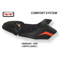 HOUSSE DE SELLE COMPATIBLE KTM 1290 SUPER ADVENTURE S - T (15-20) MODÈLE GAETA V - Logo : AVEC LOGO, Couleur : BLANC, Type : STANDARD
