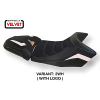 HOUSSE DE SELLE COMPATIBLE KTM 1290 SUPER ADVENTURE S - T (15-20) MODÈLE GAETA V - Logo : AVEC LOGO, Couleur : BLANC, Type : STANDARD