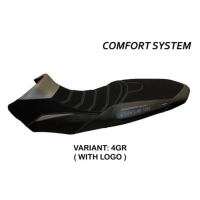 HOUSSE DE SELLE COMPATIBLE KTM 1090 ADVENTURE R (17-19) MODÈLE SASSUOLO 2 - Logo : AVEC LOGO, Couleur : GRIS GRIS, Type : ULTRAGRIP