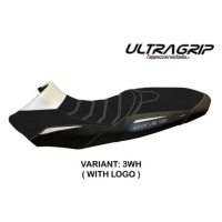 HOUSSE DE SELLE COMPATIBLE KTM 1090 ADVENTURE R (17-19) MODÈLE SASSUOLO 2 - Logo : AVEC LOGO, Couleur : BLANC, Type : ULTRAGRIP