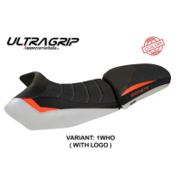 HOUSSE DE SELLE COMPATIBLE KTM 1190 ADVENTURE (13-16) MODÈLE FASANO SPECIAL COLO - Logo : AVEC LOGO, Couleur : BLANC-ORANGE, Type : STANDARD