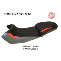 HOUSSE DE SELLE COMPATIBLE  KTM 1290 SUPER ADVENTURE S - T (15-20) MODÈLE EDEN S - Logo : AVEC LOGO, Type : ULTRAGRIP, Couleur : BLANC-ORANGE 