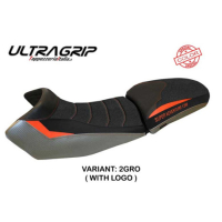 HOUSSE DE SELLE COMPATIBLE  KTM 1290 SUPER ADVENTURE S - T (15-20) MODÈLE EDEN S - Logo : AVEC LOGO, Type : ULTRAGRIP, Couleur : BLANC-ORANGE