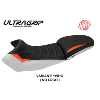 HOUSSE DE SELLE COMPATIBLE  KTM 1290 SUPER ADVENTURE S - T (15-20) MODÈLE EDEN S - Logo : AVEC LOGO, Type : ULTRAGRIP, Couleur : BLANC-ORANGE