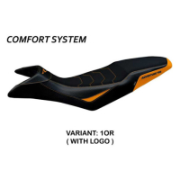 HOUSSE DE SELLE COMPATIBLE KTM 790 ADVENTURE R (19-20) MODÈLE ELK - Logo : AVEC LOGO, Couleur : BLANC-ORANGE, Type : ULTRAGRIP