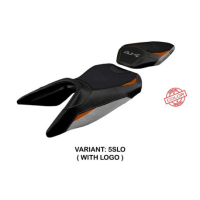 HOUSSE DE SELLE COMPATIBLE KTM 250 DUKE (17-22) MODÈLE NEUM - Logo : AVEC LOGO, Couleur : BLANC, Type : STANDARD