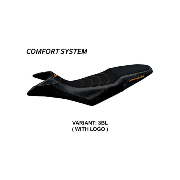 HOUSSE DE SELLE COMPATIBLE KTM 890 ADVENTURE R (21-22) MODÈLE MAZYR - Logo : AVEC LOGO, Couleur : ORANGE, Type : STANDARD