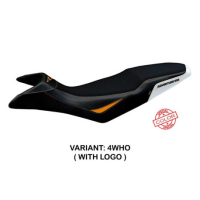 HOUSSE DE SELLE COMPATIBLE KTM 890 ADVENTURE R (21-22) MODÈLE MAZYR - Logo : AVEC LOGO, Couleur : BLANC, Type : STANDARD