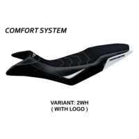 HOUSSE DE SELLE COMPATIBLE KTM 890 ADVENTURE R (21-22) MODÈLE MAZYR - Logo : AVEC LOGO, Couleur : BLANC-ORANGE, Type : ULTRAGRIP