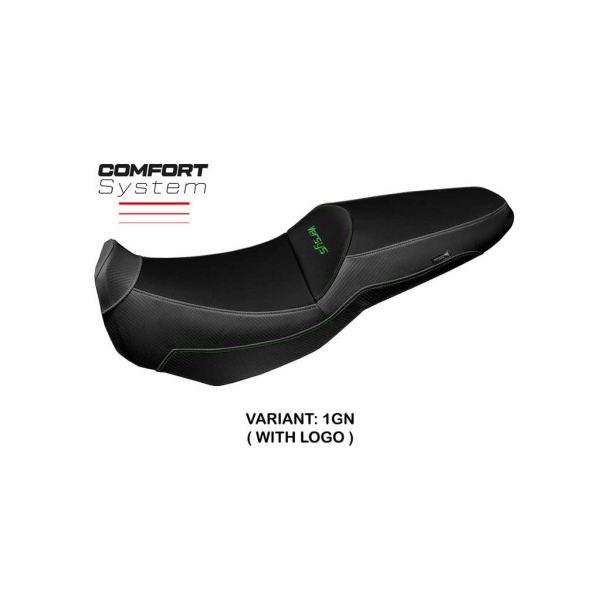 HOUSSE DE SELLE COMPATIBLE KAWASAKI VERSYS 250 - 300 (17-22) MODÈLE MIRA - Logo : AVEC LOGO, Couleur : GRIS GRIS, Type : STANDARD