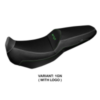 HOUSSE DE SELLE COMPATIBLE KAWASAKI VERSYS 250 - 300 (17-22) MODÈLE MIRA - Logo : AVEC LOGO, Couleur : GRIS GRIS, Type : STANDARD