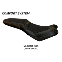 HOUSSE DE SELLE COMPATIBLE  KAWASAKI VERSYS 650 (07-22) MODÈLE ELBA TOTAL BLACK - Logo : AVEC LOGO, Couleur : GRIS GRIS, Type : STANDARD