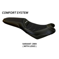 HOUSSE DE SELLE COMPATIBLE  KAWASAKI VERSYS 650 (07-22) MODÈLE ELBA TOTAL BLACK - Logo : AVEC LOGO, Couleur : GRIS GRIS, Type : STANDARD
