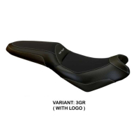 HOUSSE DE SELLE COMPATIBLE  KAWASAKI VERSYS 650 (07-22) MODÈLE ELBA TOTAL BLACK - Logo : AVEC LOGO, Couleur : GRIS GRIS, Type : STANDARD