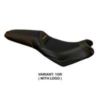 HOUSSE DE SELLE COMPATIBLE  KAWASAKI VERSYS 650 (07-22) MODÈLE ELBA TOTAL BLACK - Logo : AVEC LOGO, Couleur : GRIS GRIS, Type : STANDARD