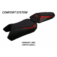 HOUSSE DE SELLE COMPATIBLE KAWASAKI NINJA 1000 SX (20-22) MODÈLE ARUSHA - Couleur : ROUGE, Logo : AVEC LOGO, Type : ULTRAGRIP