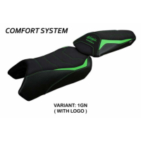 HOUSSE DE SELLE COMPATIBLE KAWASAKI NINJA 1000 SX (20-22) MODÈLE ARUSHA - Logo : AVEC LOGO, Couleur : GRIS GRIS, Type : STANDARD 