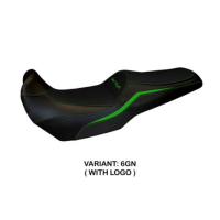 HOUSSE DE SELLE COMPATIBLE  KAWASAKI VERSYS 1000 (19-22) MODÈLE ELVAS - Logo : AVEC LOGO, Couleur : GRIS GRIS, Type : STANDARD