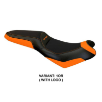 HOUSSE DE SELLE COMPATIBLE  KAWASAKI VERSYS 650 (07-22) MODÈLE ELBA 2 - Logo : AVEC LOGO, Couleur : BLANC, Type : STANDARD