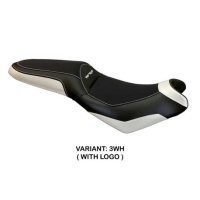 HOUSSE DE SELLE COMPATIBLE  KAWASAKI VERSYS 650 (07-22) MODÈLE ELBA 2 - Logo : AVEC LOGO, Couleur : BLANC, Type : STANDARD