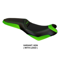 HOUSSE DE SELLE COMPATIBLE  KAWASAKI VERSYS 650 (07-22) MODÈLE ELBA 2 - Logo : AVEC LOGO, Couleur : ARGENT, Type : STANDARD