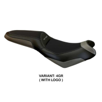 HOUSSE DE SELLE COMPATIBLE  KAWASAKI VERSYS 650 (07-22) MODÈLE ELBA 2 - Type : STANDARD, Logo : AVEC LOGO, Couleur : ARGENT