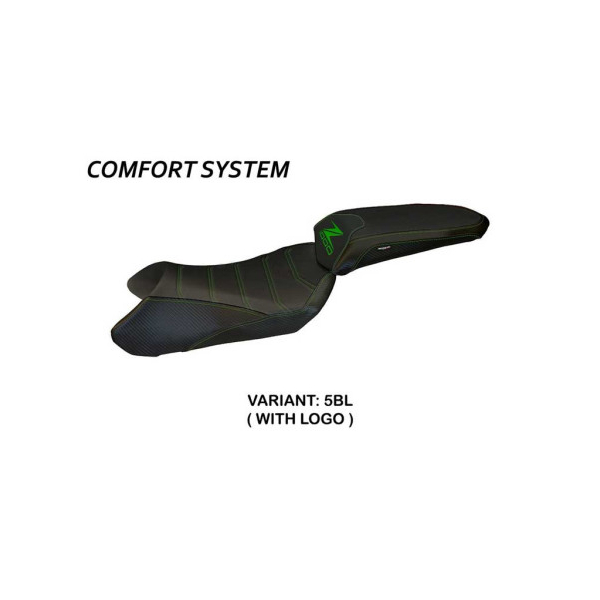 HOUSSE DE SELLE COMPATIBLE  KAWASAKI Z 1000 SX (11-16) MODÈLE COSENZA 1 - Logo : AVEC LOGO, Couleur : VERT, Type : STANDARD
